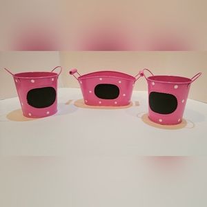 3 Piece Pink w/ White Polka-dots Chalkboard Tin Set